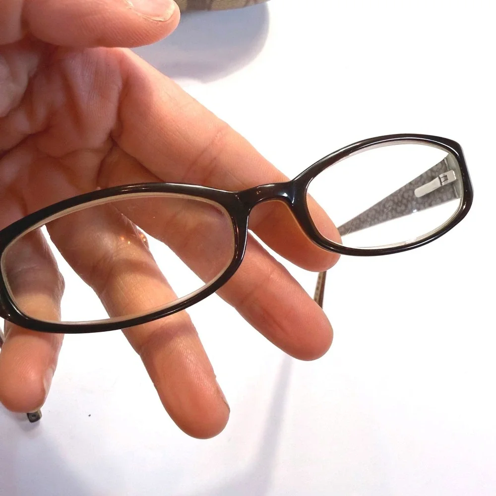 Coach Brown Signature Monogram Oval Eyeglass Frames with Hard Case